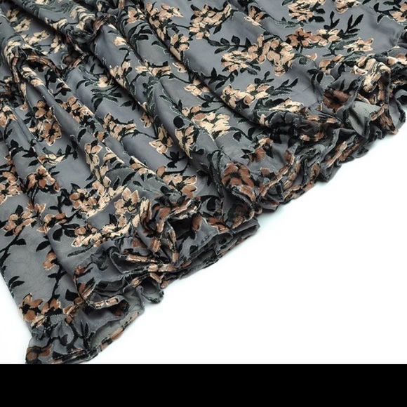 NEW!!! Mesh Dresses Women's Sleeve Flocking Print Vintage Long Party Dress - Picture 6 of 8